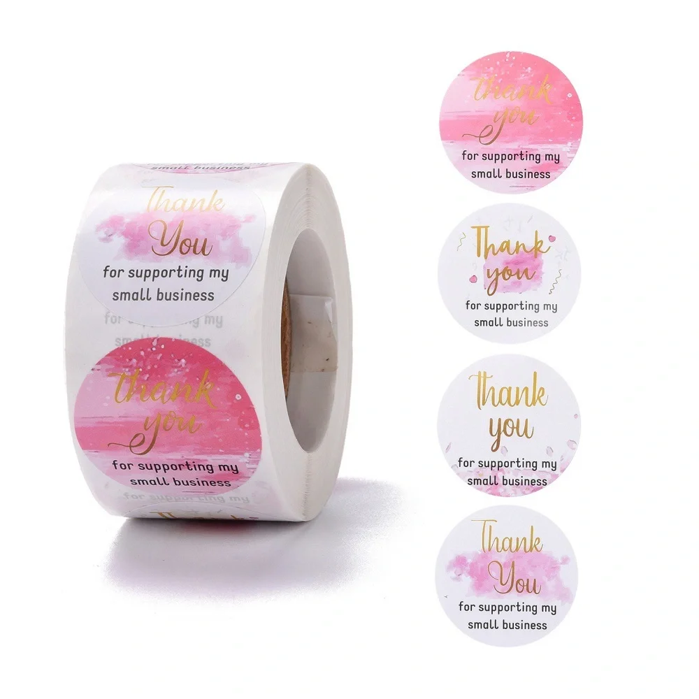 500 Thank You Stickers with black and gold